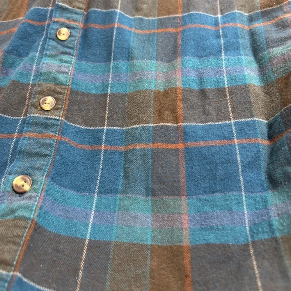Art Class Boys Hooded Flannel Shirt Blue Brown Plaid L 12/14‎ Button Down Hoodie